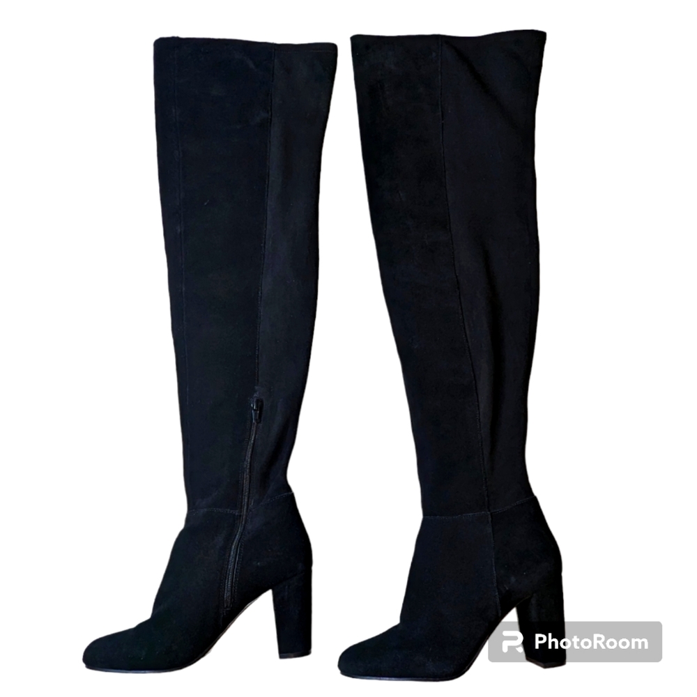 Vince Camuto OTK Boots Women's Size 8 Black Selial Suede Tall Dressy Heels